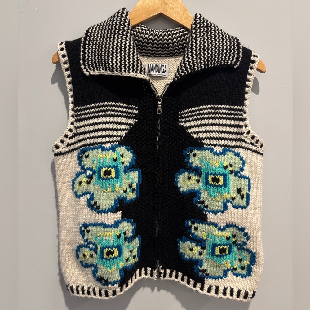MANDINGA Alpes Hand-Knit Sweater Vest size M - Picture 5 of 10